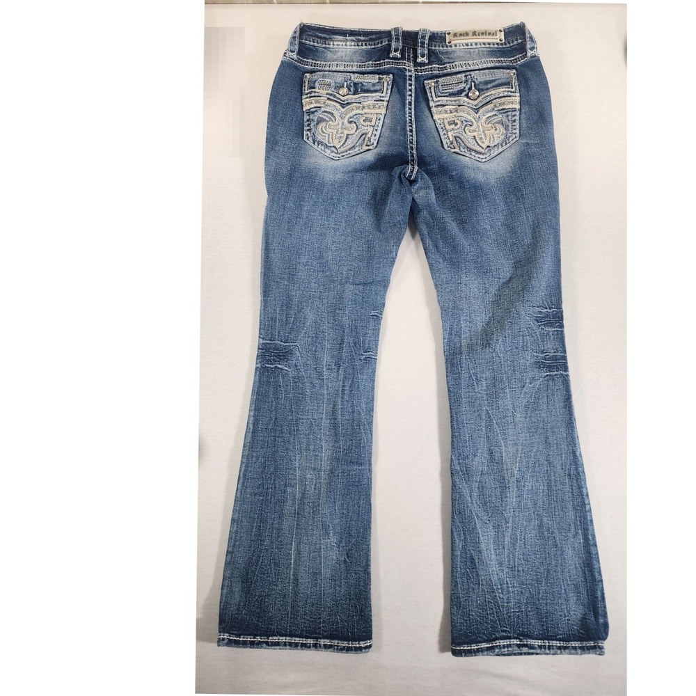 Rock Revival Ferry Easy Boot Jeans Womens 31 Blue Thick Stitch Y2K Western Denim - Picture 13 of 13